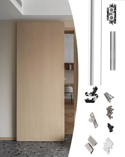 Riel Puerta Corredera Kit de Herrajes para Puertas Corredizas Fantasma de 90 cm, 120 cm, 160 cm Y 180 cm, Riel Invisible para Puertas Corredizas de Granero(86cm/33.8inch/2.8ft)
