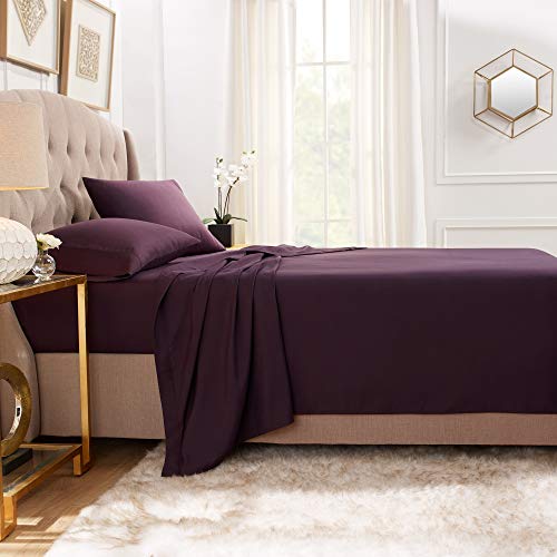 Empyrean Premium Flat Sheet – 110 GSM Double Brushed Microfiber Extra Thick and Comfortable Flat Sheets, Luxurious & Soft Hotel Single Top Bed Sheet, King, Purple Eggplant