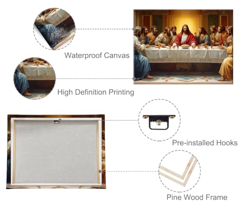 Piy Painting Reproduktion eines berühmten Gemäldes, Leinwanddruck, Das letzte Abendmahl, Jesus Leinwandbild, Wandbild Kunstdrucke Für Wohnzimmer Eingang Flur Café Küche, 30x40 cm