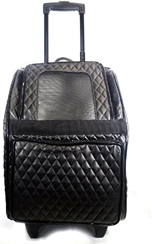 Petote Rio Bag on Wheels Pet Carrier, Black Quilted