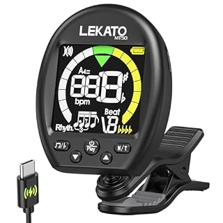 LEKATO 3 in 1 Guitar Tuner, Clip On Tuner Metronome with Tone Generator, Fits for Electric Acoustic Guitar Bass Ukulele Violin Viola Cello Practice Performence, Rechargeable Full Color Screen - Les Beatles, Paul McCartney, John Lennon, RIngo Starr, George Harrison