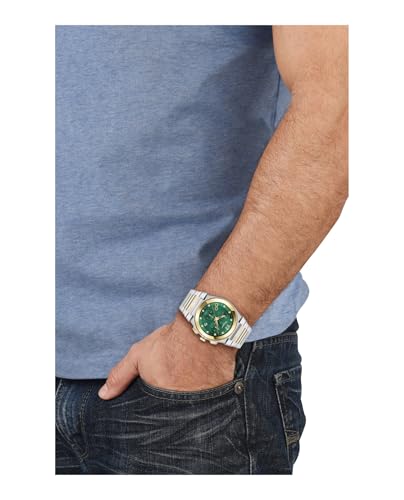 Ferragamo Vega Chrono Collection Luxury Mens Watch Timepieces with a Two Tone Bracelet and Case Featuring a Green Dial4