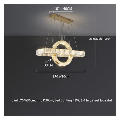 Lustre LED Modique Ovale Chrome et Or Finition Luxe - 5