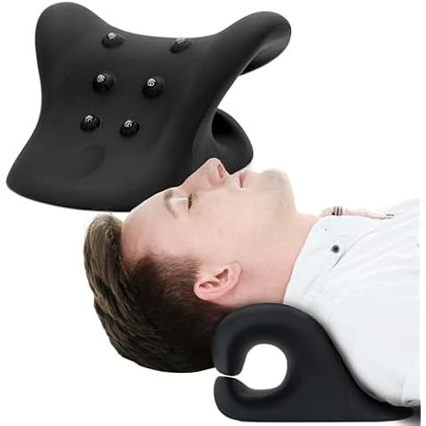 HealthSmart Neck & Shoulder Traction Device, Neck & Shoulder Relaxer, Magnetic Therapy, Cervical Spine Alignment and TMJ Relief, Neck Pain Relief, Black Cover