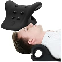HealthSmart Neck & Shoulder Traction Device, Neck & Shoulder Relaxer, Magnetic Therapy, Cervical Spine Alignment and TMJ Relief, Neck Pain Relief, Black