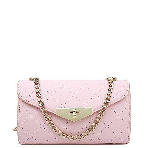 Sac à chaîne rose et sac à bandoulière Messenger à motif rhombique tendance