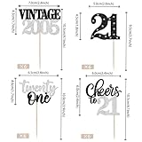 Xsstarmi 24 Pack 21st Birthday Cupcake Toppers Silver Glitter 21 Hello Twenty One Vintage 2005 Cupcake Picks Cheers to 21 Birthday Cake Decorations for 21 Fabulous Happy 21st Birrthday Party Supplies - Image 2