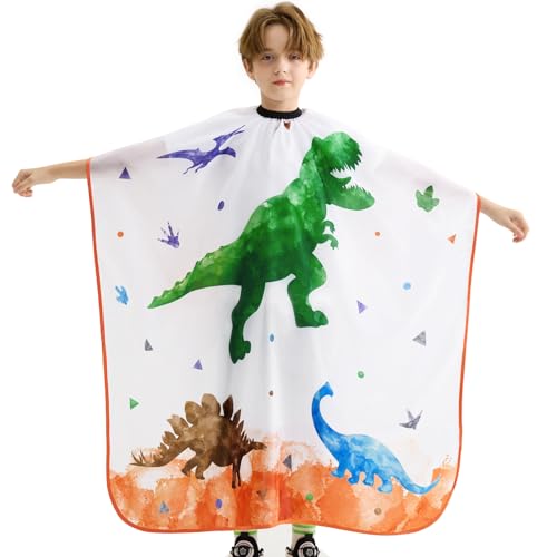 WAWSAM Capa Peluqueria de Niños Impermeable Capas de Corte Peluquería Cabello Delantal de Peluquería Barber Cape con Cierre a presión para Niñas y Niños