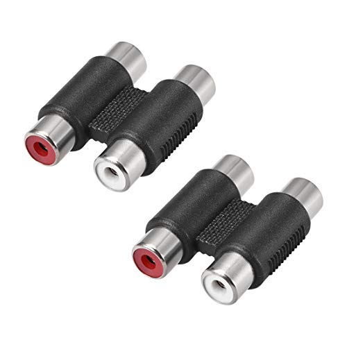 uxcell Conector RCA 2 Hembra a 2 Hembra Negro Pack 2 piezas miniatura 1