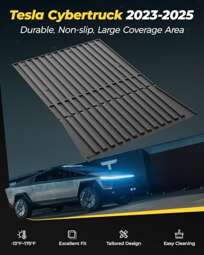 Image of 3W Tesla Cybertruck Pickup Trunk Mat Set 2023 2024 2025,TPE All Weather Custom Fit Pickup Frunk Mat Cargo Liner Set, Black