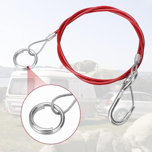 2 Stück Abreißseil Rot, 1 Meter Bremsseil, Sicherungsseil für Alle Gängigen Gebremsten Anhänger