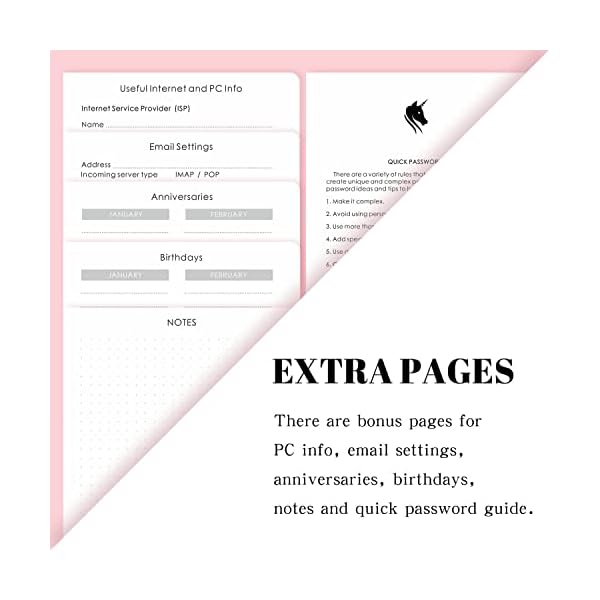 DRAPHY-Password-Book-with-Alphabetical-Tabs-Medium-Size-Internet-Password-Keeper-for-Logins-and-Web-Addresses-Leatherette-Hardcover-Password-Log-Notebook-Organizer-for-Home-and-Office-Rose-Gold