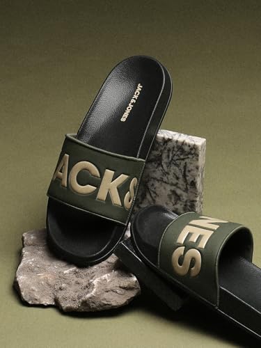 Image of JACK&JONES Men's Logo Print Pool Sliders