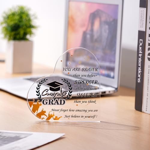 Hordely 5.9 x 5.9 Inch Acrylic Graduation Gifts for Girls Her Him, Heart Middle High College School Graduation Gifts for Boys, Son Daughter Inspirational Keepsake Gift Table Decor — view 5