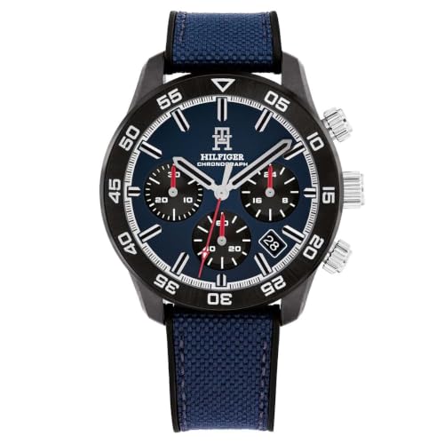 Image of Tommy Hilfiger Th85 Quartz Analog with Blue Dial Black Silicone Strap Watch for Men - TH1792183