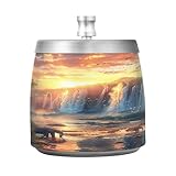 WELLDAY African Savannah Landscape Ashtray with Lid for Cigarette, Stainless Steel Smokeless Windproof Ashtrays for Home Office Tabletop Patio Outdoor