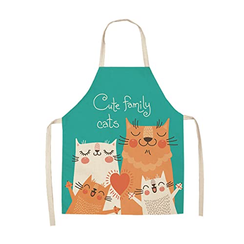 Tablier de cuisine pour enfants avec chat de famille - Tablier de cuisine en lin à motif mignon pour enfants, tablier de jardinage de peinture de cuisine pour garçons et filles Cover