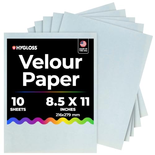 Hygloss Velour Paper 8.5 x 11, Soft Flocked Craft Paper, 10 Sheets Light Blue