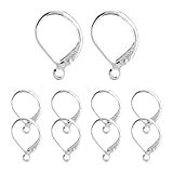 Ganchos de alambre para orejas de plata 925 - Juego de fornituras de joyería de 10 piezas, alambres chapados en plata | Diseño de gancho francés hipoalergénico, accesorio de bucle abierto, componentes