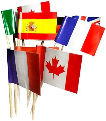National Flag Picks Flag Toothpicks Cocktail Sticks Cupcake Toppers, Random Country, 100 Count