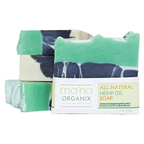 Ma’na Organix – All Natural Hemp Oil & Eucalyptus-Pine-Sage Soap Bar with Ecofriendly and Biodegradable Packaging – Vegan & Cruelty Free (1 bar of 6 oz.)