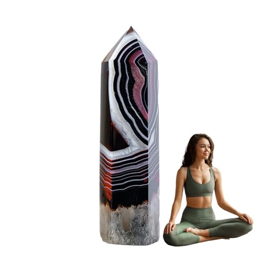 Piedra de natural en bruto - Turmalina cruda de 67 cm, curativo, piedrade cristales | Ágata con bandas negras y rojas, columnar de una sola punta, piedra preciosa pulida para la decor