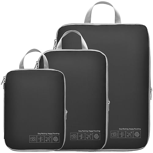 Cambond Compression Packing Cubes 3-Pack for Travel Black