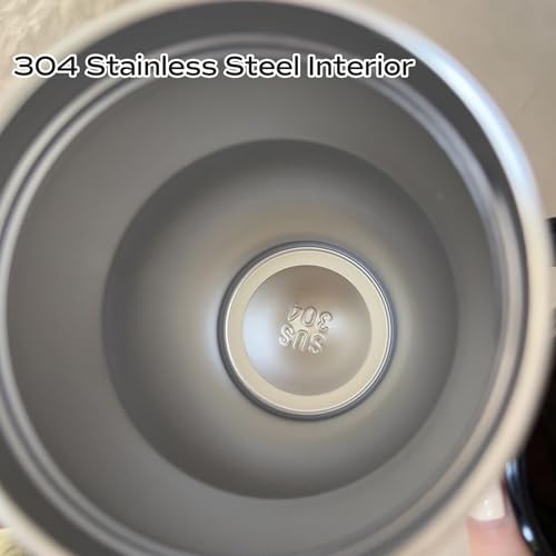 30oz Flip Straw Insulated Water Bottle Stainless Steel Tumbler with Hand Coffee Cup Travel Mug for Hot and Cold Black Valentine's Day Gifts for Lovers — view 2