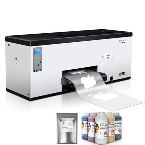 Furvveerr C-32 XP600 A3 DTF Printer, Dual Printhead Transfer Printing Machine T-Shirt Direct to Film Printer with White Ink Mixing, Automatic Cleaning, Cycle and Dual Nozzle System (Printer+Ink)