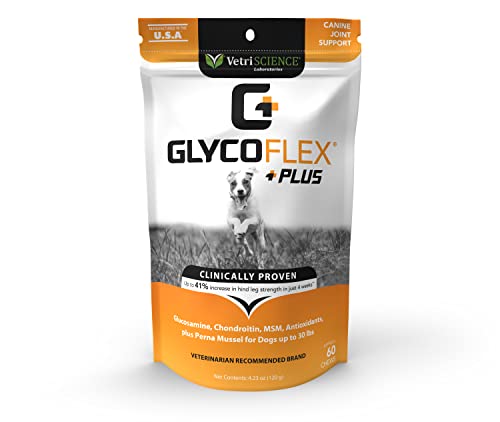 Vetriscience Glycoflex Plus Clinically Proven Dog Hip And Joint Supplement With Glucosamine, Chondroitin, And Msm, Duck, 60 Chews - Vet Recommended For Mobility Support For Medium And Large Breeds #TOP5