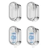 AFIODA Paquete de 4 soportes para cepillos de dientes cubiertos de color gris claro, soporte autoadhesivo para cepillo de dientes con tapa a prueba de polvo, organizador de cabezales de cepillo de