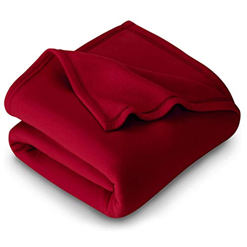 Image of 220 GSM Polar Fleece Single Bed Lightweight Plain Blanket for All Season Travel & Camping, 60x90Inch, Maroon