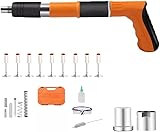 Scifimpツールボックスと丸釘 200 本を含むオールスチール製ネイル ガン キット、非電動ミニ ガン タイプ、5 層ノイズ低減、コンクリート/スチール設置に最適、自動釘間隔調整、小さな天井、配管、電気工事に最適。