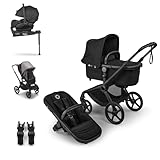 Carrito de bebé todoterreno con plegado con una sola mano, reclinación de respaldo, ajuste de reposapiés y diseño de puente delantero mejorado, que crea una posición de pie automática