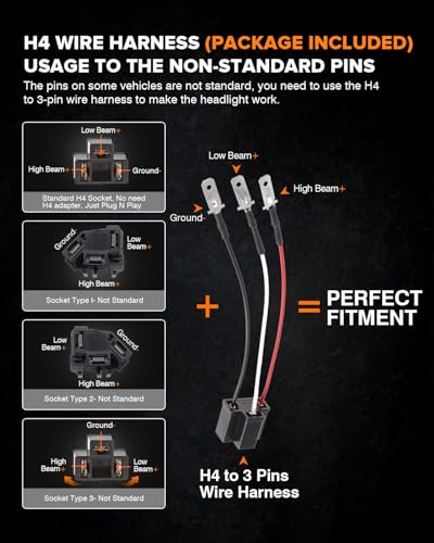 image for BICYACO DOT 120W H6054 LED Headlights Reflector 5x7 7x6 Headlamp Hi/Lo