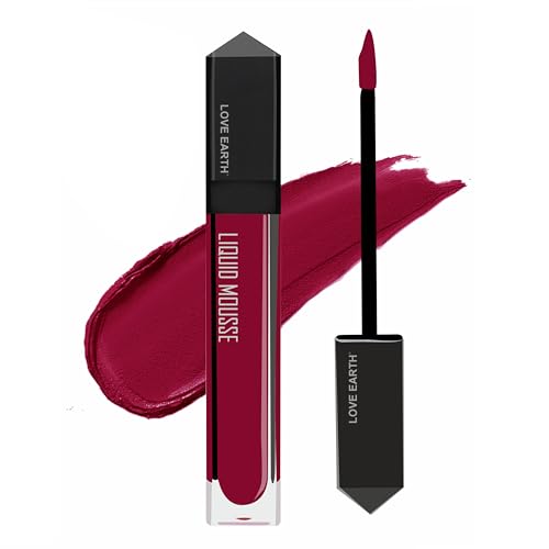 Image of Love Earth Liquid Mousse Lipstick - Bloody Mary Matte Finish | Lightweight, Non-Sticky, Non-Drying,Transferproof, Waterproof | Lasts Up to 12 hours with Vitamin E and Jojoba Oil - 6ml
