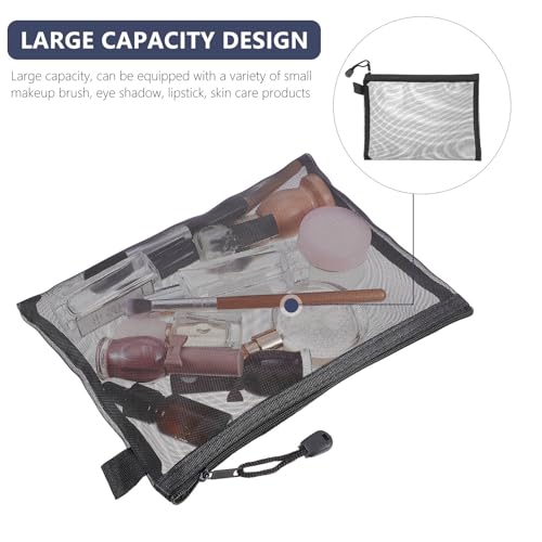Bolsa de cosméticos y documentos cremallera nylon negro resistente 7