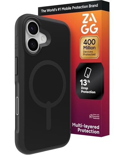 ZAGG Sedona Snap Case for iPhone 17 - Flood Black, Drop Protection (13ft/4m), Graphene-Reinforced Multi-Layer Protection, MagSafe Phone Case with Impact-Absorbing Bumpers, Slim & Lightweight