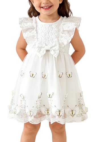 FEOYA Bebé Niña Vestidos De Tutú Bautismo Bebé Niña Vestido De Cumpleaños Bautizo Vestidos De Fiesta Birthday Blanco 2 3 Años