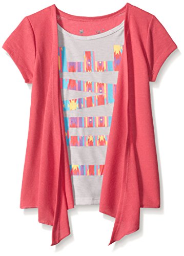 Dream Star Girls' Short Sleeve Love Aztec Print Screen Cozy Drape Front 2 Fer