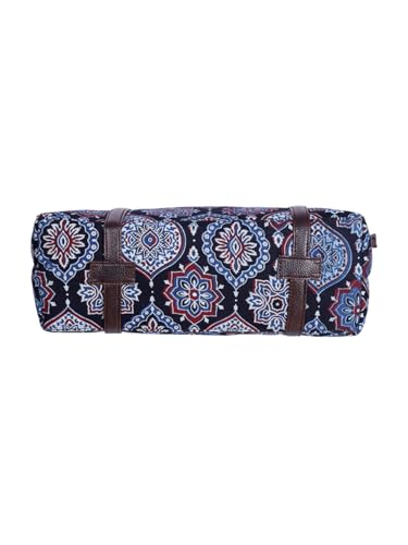 Image of NEPRI Oversized Office Tote Bag | Stylish Tote Bags | Purse for Women | Vegan Leather & Hanblock Printed Fabric Handbag with Double Handle Shoulder Strap| Daily & Travel Use