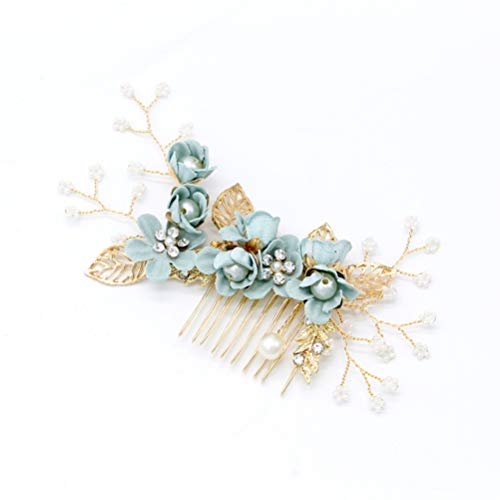 Toyvian Wedding Hair Comb Set 4Pcs Floral Bridal Headpiece Rhinestone Hair Accessories for Bridesmaids and Brides Green Styling Clips - Image 2
