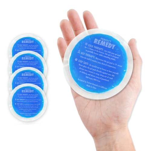 Round Small Ice Pack Gel, Reusable Ice Packs - Cold Compress & Hot Compress, Breast Ice Packs for Breastfeeding, Mini Kids Ice Pack (5-Pack, Blue)