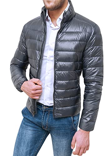 Veste homme doudoune Evoga bomber gris élégant et protecteur contre le vent d'hiver