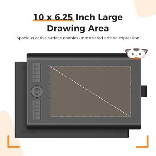 Image of GAOMON M10K Drawing Tablet, 10x6 inch Large Graphics Tablet with Touch Ring, 8192 Levels Battery-Free Stylus, 10 Hot Keys, Art Tablet for Design, Writing, Editing, Work with Mac, Windows, Android