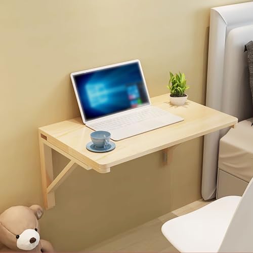 Bureau mural pliable et flottant avec table à abattant et étagère intégrée - 2