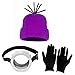 3pcs Purple Fashion Beanie Hat One Eye Steam Vintage Eyewear Black Gloves Cosplay Accessories