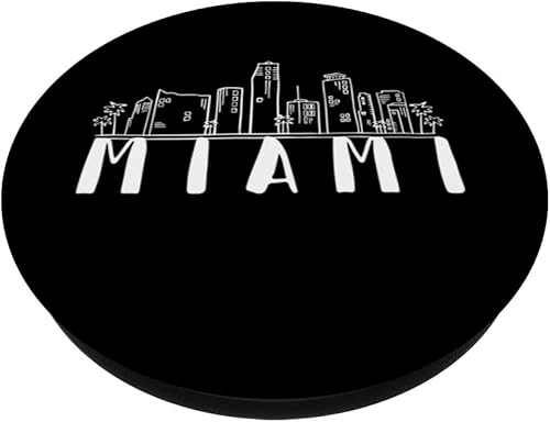 Miniatura 2 de Miami Florida USA Skyline Silhouette Outline Sketch PopSockets Swappable PopGrip