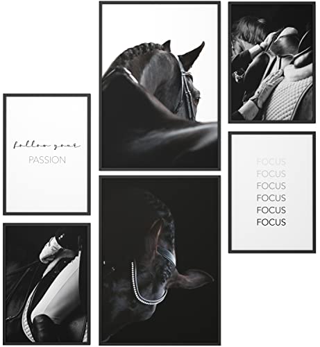 Papierschmiede® Set Mood Posters, Tableau Décoration Murale sans cadres « Sport Èquestre » Bureau, Salon, Deco Chambre Parentale, Cuisine, 2x A4 et 4x A5,...