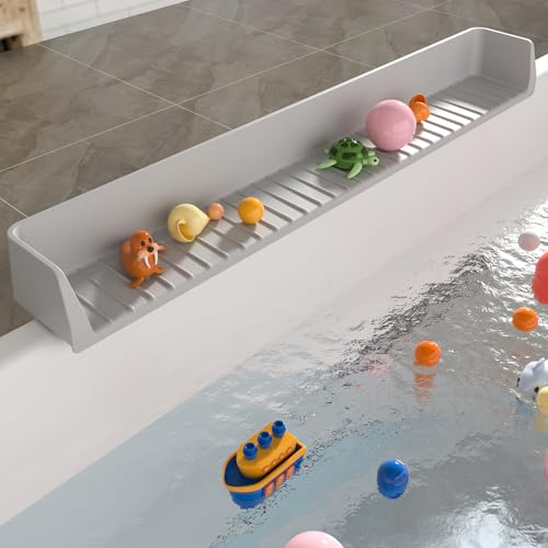 Aqqwxyq Longer Bathtub Splash Guard for Tub Kids, Bathtub Water Guards Play Shelf for Bathing, Toy...